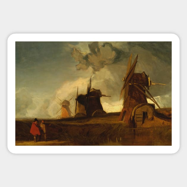 Drainage Mills in the Fens, Croyland, Lincolnshire by John Sell Cotman Sticker by Classic Art Stall